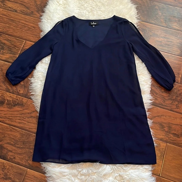 Lulus Shifting Dears Navy Blue Long Sleeve Dress Size Small - Picture 4 of 7